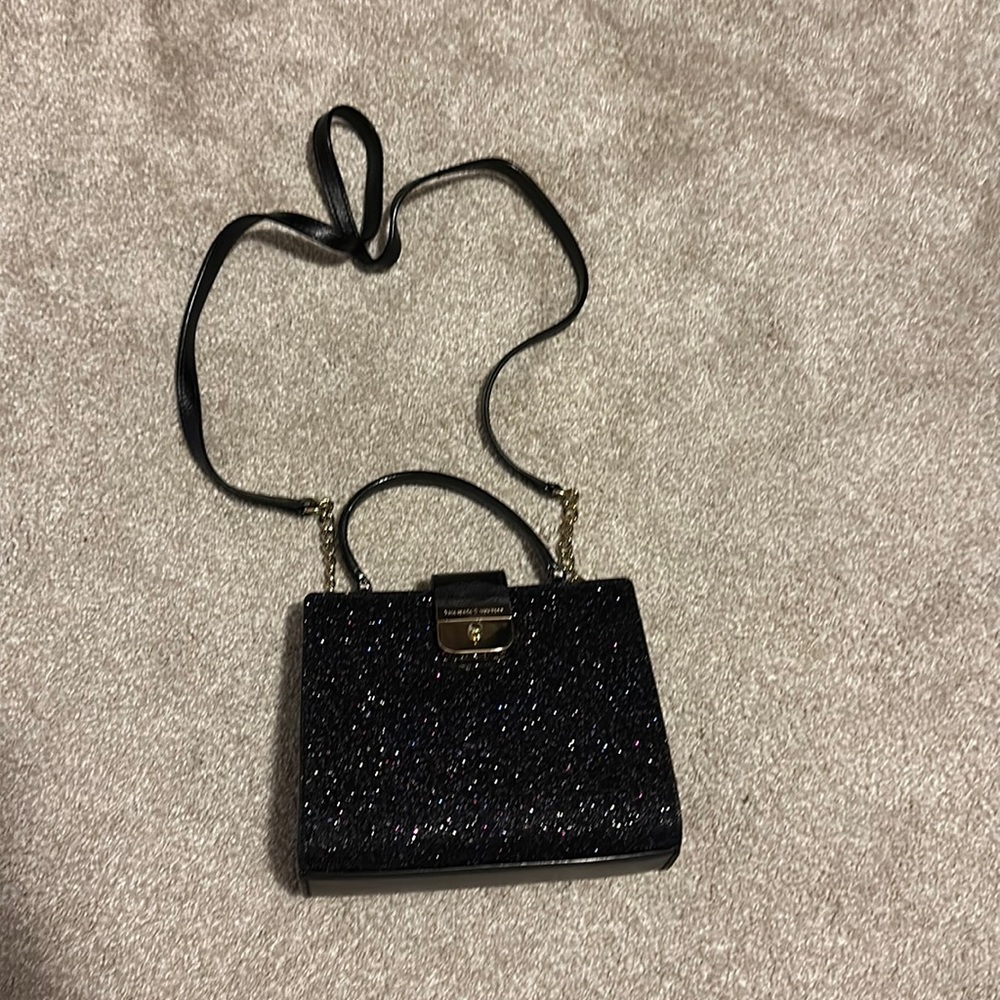 Kate Spade Iridescent Black Glitter Handbag with Chain